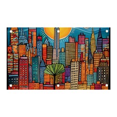 City New York Nyc Skyscraper Skyline Downtown Night Business Urban Travel Landmark Building Architec Banner And Sign 5  X 3 