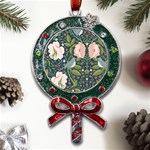 Spring Design with watercolor flowers Metal X Mas Lollipop with Crystal Ornament Front