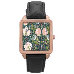 Spring Design With Watercolor Flowers Rose Gold Leather Watch  by AlexandrouPrints