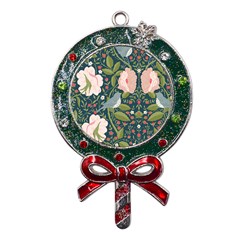 Spring Design With Watercolor Flowers Metal X mas Lollipop With Crystal Ornament by AlexandrouPrints