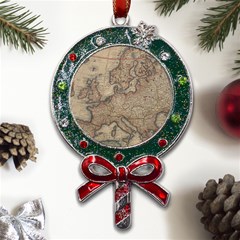 Old Vintage Classic Map Of Europe Metal X mas Lollipop With Crystal Ornament by Paksenen