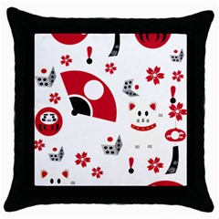 Assorted Illustration Lot Japan Fundal Japanese Throw Pillow Case (black)