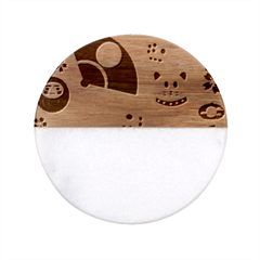 Assorted Illustration Lot Japan Fundal Japanese Classic Marble Wood Coaster (round) 