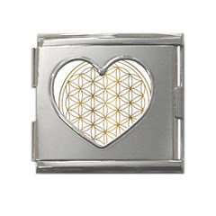 Gold Flower Of Life Sacred Geometry Mega Link Heart Italian Charm (18mm) by Maspions