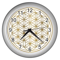 Gold Flower Of Life Sacred Geometry Wall Clock (silver) by Maspions