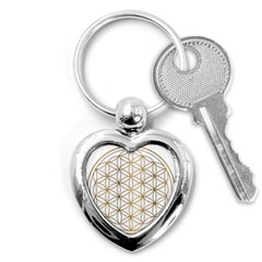 Gold Flower Of Life Sacred Geometry Key Chain (heart)