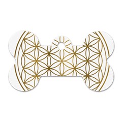 Gold Flower Of Life Sacred Geometry Dog Tag Bone (one Side)