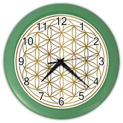 Gold Flower Of Life Sacred Geometry Color Wall Clock