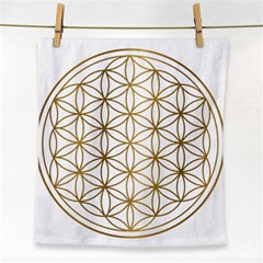 Gold Flower Of Life Sacred Geometry Face Towel by Maspions