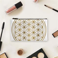 Gold Flower Of Life Sacred Geometry Cosmetic Bag (small) by Maspions