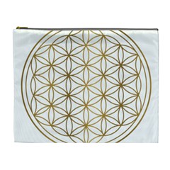 Gold Flower Of Life Sacred Geometry Cosmetic Bag (xl) by Maspions