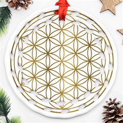 Gold Flower Of Life Sacred Geometry Ornament (round Filigree)