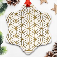 Gold Flower Of Life Sacred Geometry Snowflake Ornament (two Sides)