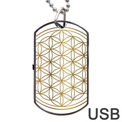 Gold Flower Of Life Sacred Geometry Dog Tag Usb Flash (two Sides) by Maspions