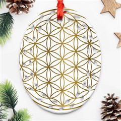 Gold Flower Of Life Sacred Geometry Ornament (oval Filigree) by Maspions