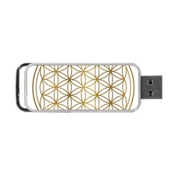 Gold Flower Of Life Sacred Geometry Portable Usb Flash (one Side) by Maspions