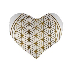 Gold Flower Of Life Sacred Geometry Standard 16  Premium Heart Shape Cushions