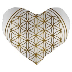 Gold Flower Of Life Sacred Geometry Large 19  Premium Heart Shape Cushions