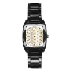 Gold Flower Of Life Sacred Geometry Stainless Steel Barrel Watch