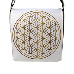 Gold Flower Of Life Sacred Geometry Flap Closure Messenger Bag (l) by Maspions