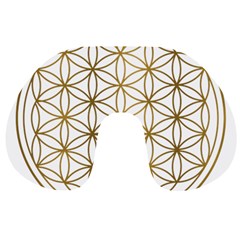 Gold Flower Of Life Sacred Geometry Travel Neck Pillow by Maspions