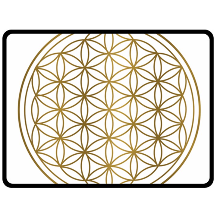 Gold Flower Of Life Sacred Geometry Two Sides Fleece Blanket (Large)