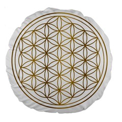 Gold Flower Of Life Sacred Geometry Large 18  Premium Flano Round Cushions