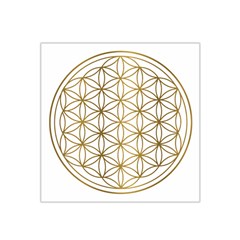 Gold Flower Of Life Sacred Geometry Satin Bandana Scarf 22  X 22  by Maspions