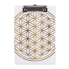 Gold Flower Of Life Sacred Geometry A5 Acrylic Clipboard by Maspions