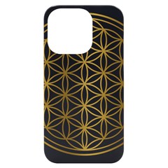 Gold Flower Of Life Sacred Geometry Iphone 14 Pro Black Uv Print Case