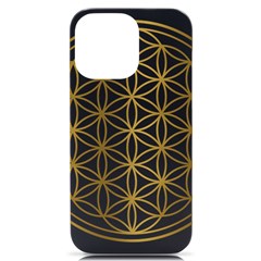 Gold Flower Of Life Sacred Geometry Iphone 14 Pro Max Black Uv Print Case by Maspions