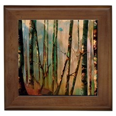 Woodland Woods Forest Trees Nature Outdoors Cellphone Wallpaper Mist Moon Background Artwork Book Co Framed Tile by Grandong