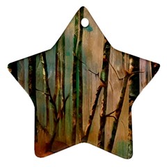 Woodland Woods Forest Trees Nature Outdoors Cellphone Wallpaper Mist Moon Background Artwork Book Co Star Ornament (two Sides) by Grandong