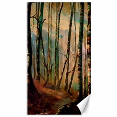 Woodland Woods Forest Trees Nature Outdoors Cellphone Wallpaper Mist Moon Background Artwork Book Co Canvas 40  X 72  by Grandong