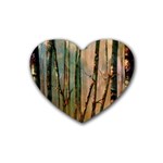 Woodland Woods Forest Trees Nature Outdoors Cellphone Wallpaper Mist Moon Background Artwork Book Co Rubber Heart Coaster (4 pack) Front