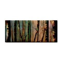 Woodland Woods Forest Trees Nature Outdoors Cellphone Wallpaper Mist Moon Background Artwork Book Co Hand Towel by Grandong