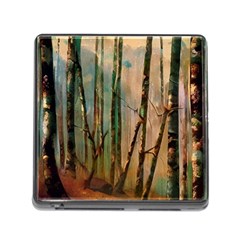 Woodland Woods Forest Trees Nature Outdoors Cellphone Wallpaper Mist Moon Background Artwork Book Co Memory Card Reader (square 5 Slot) by Grandong