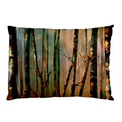 Woodland Woods Forest Trees Nature Outdoors Cellphone Wallpaper Mist Moon Background Artwork Book Co Pillow Case (two Sides) by Grandong