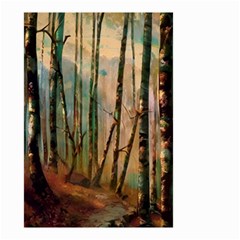 Woodland Woods Forest Trees Nature Outdoors Cellphone Wallpaper Mist Moon Background Artwork Book Co Small Garden Flag (two Sides) by Grandong