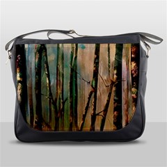 Woodland Woods Forest Trees Nature Outdoors Cellphone Wallpaper Mist Moon Background Artwork Book Co Messenger Bag by Grandong