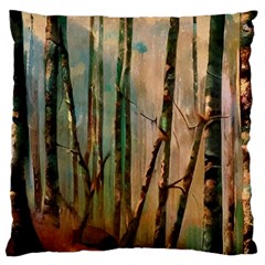 Woodland Woods Forest Trees Nature Outdoors Cellphone Wallpaper Mist Moon Background Artwork Book Co Large Cushion Case (one Side) by Grandong