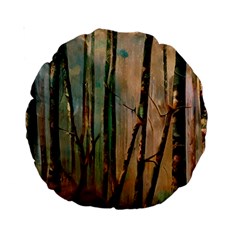 Woodland Woods Forest Trees Nature Outdoors Cellphone Wallpaper Mist Moon Background Artwork Book Co Standard 15  Premium Round Cushions by Grandong