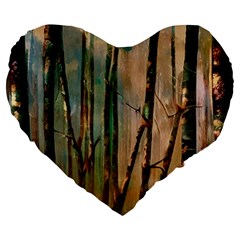 Woodland Woods Forest Trees Nature Outdoors Cellphone Wallpaper Mist Moon Background Artwork Book Co Large 19  Premium Flano Heart Shape Cushions by Grandong