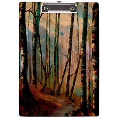 Woodland Woods Forest Trees Nature Outdoors Cellphone Wallpaper Mist Moon Background Artwork Book Co A4 Acrylic Clipboard by Grandong