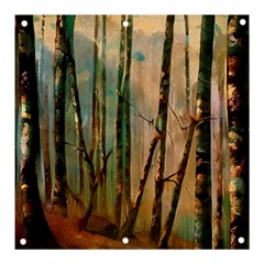 Woodland Woods Forest Trees Nature Outdoors Cellphone Wallpaper Mist Moon Background Artwork Book Co Banner And Sign 3  X 3  by Grandong