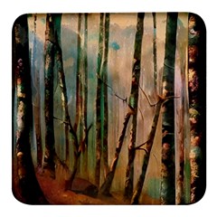 Woodland Woods Forest Trees Nature Outdoors Cellphone Wallpaper Mist Moon Background Artwork Book Co Square Glass Fridge Magnet (4 Pack) by Grandong