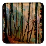 Woodland Woods Forest Trees Nature Outdoors Cellphone Wallpaper Mist Moon Background Artwork Book Co Square Glass Fridge Magnet (4 pack) Front