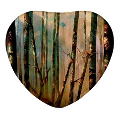 Woodland Woods Forest Trees Nature Outdoors Cellphone Wallpaper Mist Moon Background Artwork Book Co Heart Glass Fridge Magnet (4 Pack) by Grandong