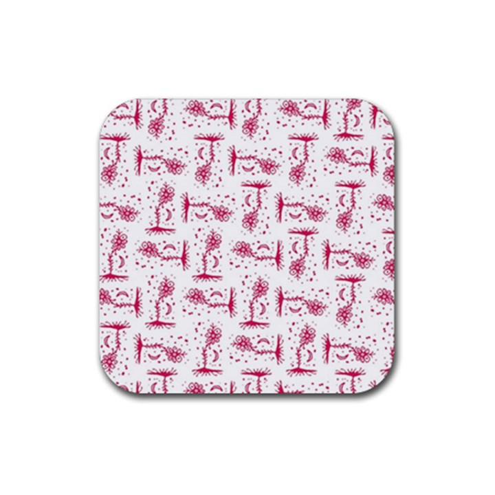 Fantasy Landscape Scene Sketchy Illustration Motif Pattern Wb Rubber Coaster (Square)