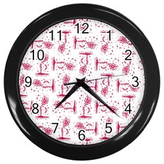 Fantasy Landscape Scene Sketchy Illustration Motif Pattern Wb Wall Clock (black) by dflcprintsclothing